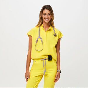 Figs Women's Lifesaver Yellow Rafaela - Oversized Scrub Top XS